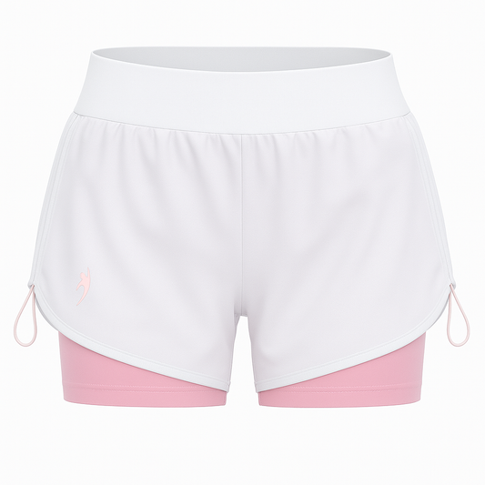 Girl's drawstring tennis shorts - White/Pink