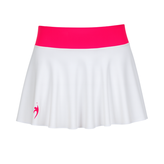 Girl's tennis skirt with compression shorts & inverted ball pockets - White/Pink