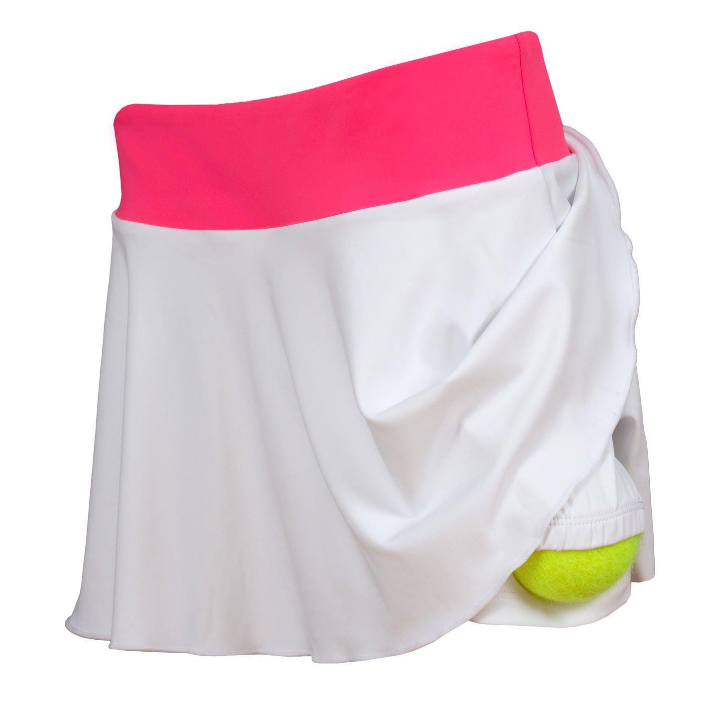 Girl's tennis skirt with compression shorts & inverted ball pockets - White/Pink