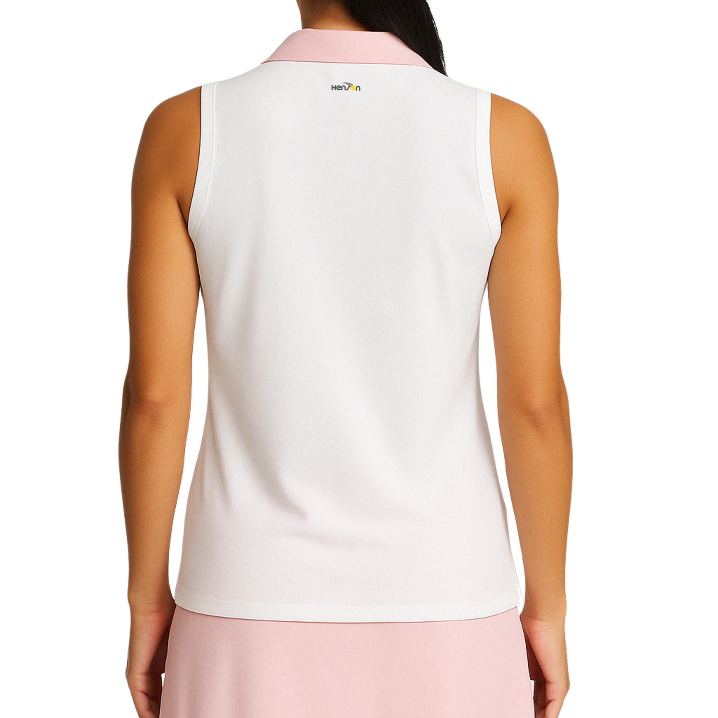 Women's tennis tank with collar - White