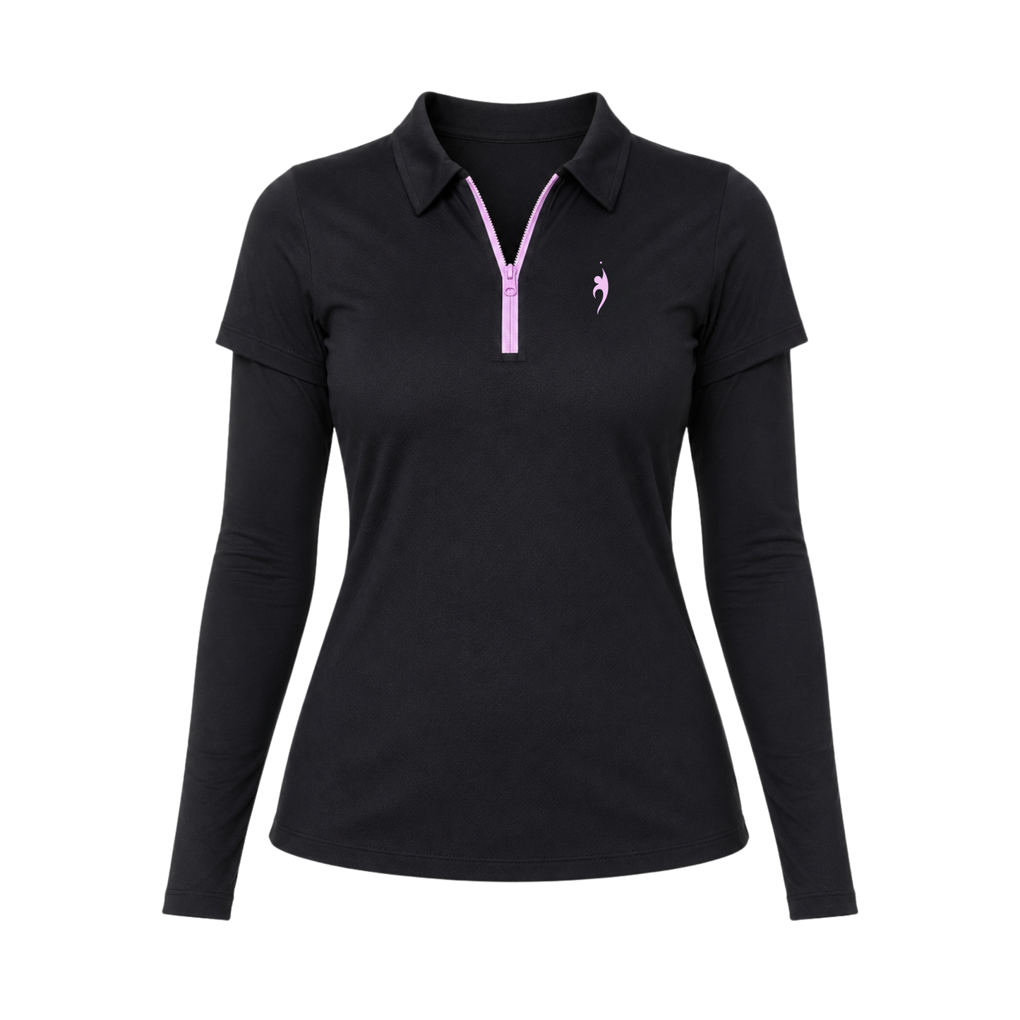 Women's Premium Zip Tennis Shirt with Built-in Compression Sleeves